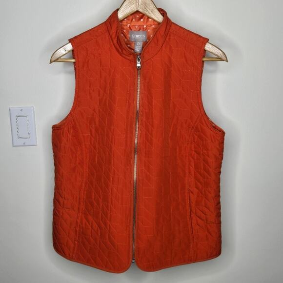Chico's Jackets & Blazers - CHICOS Orange Quilted Vest with Pockets Size 0/Small